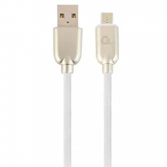 Blister MicroUSB/USB2.0, 1.0 m, Cablexpert Premium Rubber White, CC-USB2R-AMmBM-1M-W
