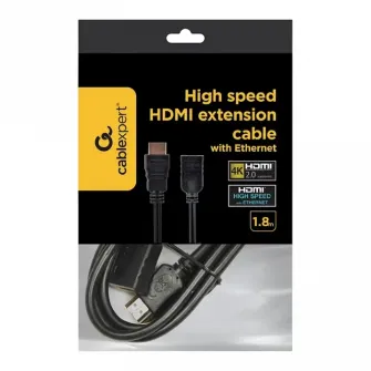 Cable HDMI male to HDMI female 1.8m Cablexpert male-female, V1.4, Black, CC-HDMI4X-6