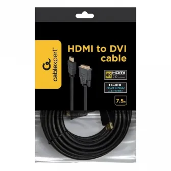 Cable HDMI to DVI 7.5m Cablexpert, male-male, GOLD, 18+1pin single-link, CC-HDMI-DVI-7.5MC