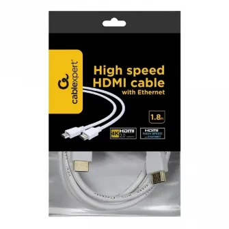 Cable HDMI to HDMI 1.8m Cablexpert, male-male, V1.4, WHITE, CC-HDMI4-W-6