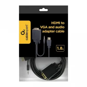 Cable HDMI to VGA+3.5mm jack 1.8m Cablexpert male-male, V1.4, Black, A-HDMI-VGA-03-6