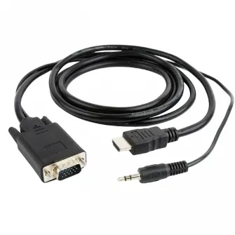 Cable HDMI to VGA+3.5mm jack 1.8m Cablexpert male-male, V1.4, Black, A-HDMI-VGA-03-6