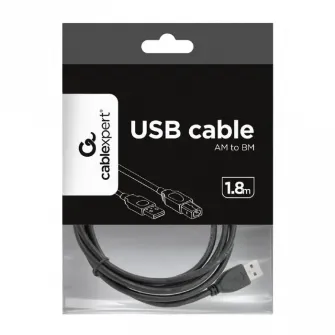 Cable USB, AM/BM, 1.8 m, USB2.0, High quality, Cablexpert, Black, CCP-USB2-AMBM-6