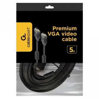 Cable VGA Premium 5.0m, HD15M/HD15M Black, Cablexpert, CC-PPVGA-5M-B