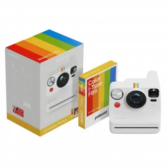 Camera Foto Polaroid Now+ Gen 3 + Color Film Bundle, Alb
