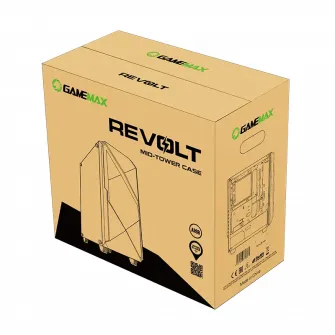 Компьютерный корпус Gamemax Revolt, Midi-Tower, Без блока питания, Чёрный