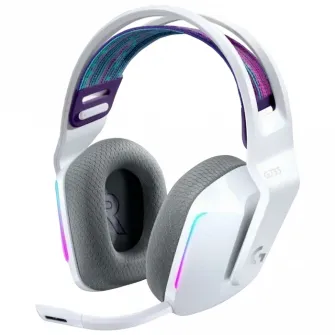 Casti gaming Logitech G733, Wireless/Cu fir, Alb