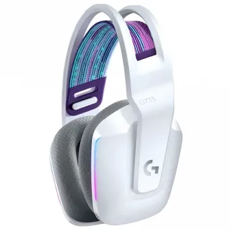 Casti gaming Logitech G733, Wireless/Cu fir, Alb