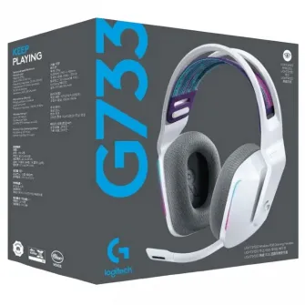 Casti gaming Logitech G733, Wireless/Cu fir, Alb