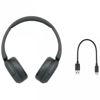 Casti On Ear Sony WH-CH520B, Wireless, Bluetooth, Microfon, Multipoint connection, Quick Charge, Autonomie 50 ore, Negru