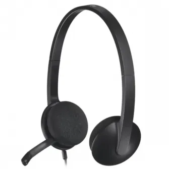 Casti pentru Centru de Apel Logitech H340, Cu fir, Negru
