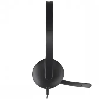 Casti pentru Centru de Apel Logitech H340, Cu fir, Negru