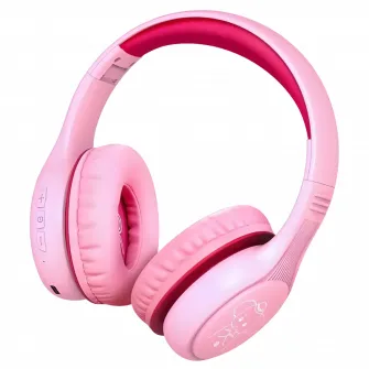 Casti pentru copii XO BE26, Fara fir/Cu fir, Roz