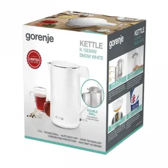 Электрочайник Gorenje K15DWW, Белый