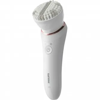 Epilator umed și uscat Philips BRE740/10, 9 accesorii, 32 pensete, utilizare fara fir, 2 setari viteza, opti-light, discuri ceramice, Alb