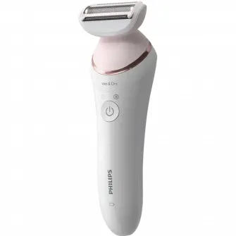 Epilator umed și uscat Philips BRE740/10, 9 accesorii, 32 pensete, utilizare fara fir, 2 setari viteza, opti-light, discuri ceramice, Alb