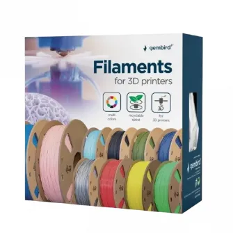 Filament pentru imprimanta 3D Gembird 3DP-PLA1.75-01-S, PLA, Argint, 1.75 mm, 1 kg