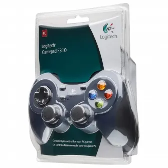 Gamepad Logitech F310, 4 axes, D-Pad, 2 mini joysticks, 10 buttons, console-like layout, USB