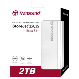 HDD portabil extern Transcend StoreJet 25C3S,  2 TB, Argintiu (TS2TSJ25C3S)