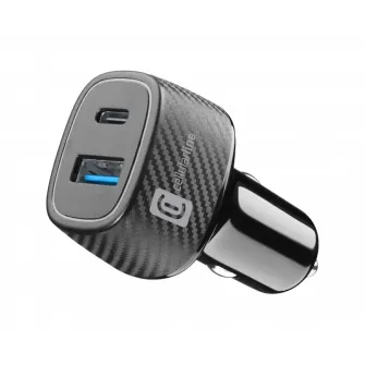 Incarcator auto Cellularline 18W+ PD 30W, 48W, Negru