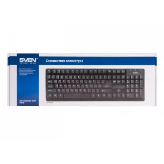 Keyboard SVEN Standard 301, Traditional layout, Splash proof, Calculator key, Black, USB