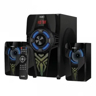 Колонки SVEN MS-2070 SD-карта, USB, FM, пульт ДУ, Bluetooth, черные, 60 Вт/30 Вт + 2x15 Вт/2.1