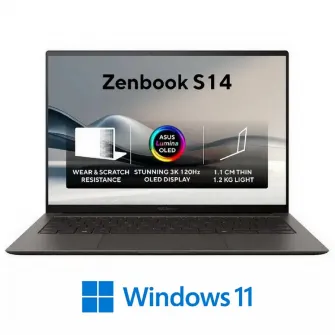 Laptop 14'' ASUS Zenbook S 14 OLED UX5406SA, Zumaia Gray, Intel Core Ultra 7 258V, 32GB/1024GB, Windows 11 Home