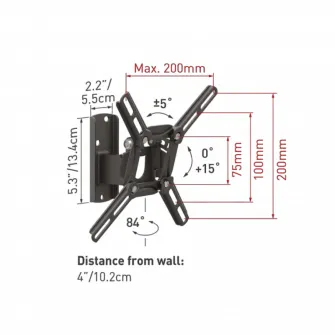 Настенное крепление Barkan 2200 Black 13 - 39 Поворотное, макс.30кг, VESA мм: до 200x200мм