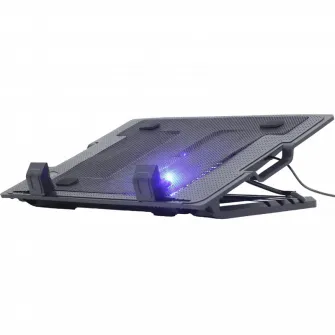 Notebook Cooling Pad Gembird NBS-1F17T-01, up to 17, 1x150 mm fan, Adjustable angle, LED light