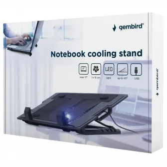 Notebook Cooling Pad Gembird NBS-1F17T-01, up to 17, 1x150 mm fan, Adjustable angle, LED light