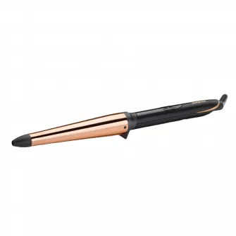 Ondulator BaByliss C458E, Conic 19-32mm , 210 grade, Invelis Quartz-Ceramic, 6 trepte de temperatura, LED, Roz/Negru