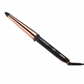 Ondulator BaByliss C458E, Conic 19-32mm , 210 grade, Invelis Quartz-Ceramic, 6 trepte de temperatura, LED, Roz/Negru