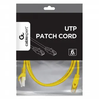Patch Cord Cat.6U 0.25m, Yellow, PP6U-0.5M/Y, Cablexpert, Stranded Unshielded