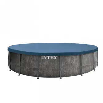 Piscina Intex 26744 Prism Frame Premium Set, Grey Wood, 549 x 549 x 122 cm, fara pompa de filtrare