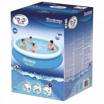 Piscina gonflabila Bestway Fast Set, 5377 l, Albastru/Alb