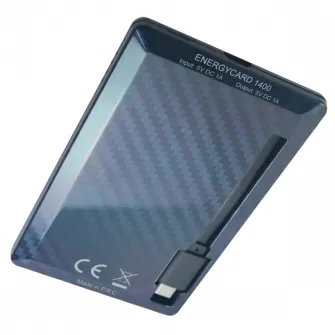 Power Bank 1400 мАч, Tuncmatik Energycard 1400 - Micro USB, черный, сертифицирован Apple (MFi)