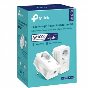 Powerline Adapter TP-Link, TL-PA7017P KIT, AV1000, 1xGbit Port, Passthrough