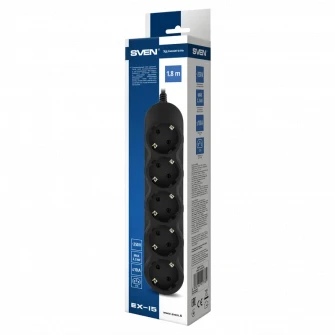 Prelungitor electric SVEN EX-I5, 5 Prize, 1,8m, Negru