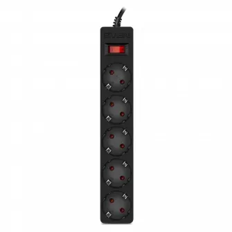 Prelungitor electric SVEN SF-05E, 5 Prize, 1,8m, Negru