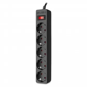 Prelungitor electric SVEN SF-05E, 5 Prize, 1,8m, Negru