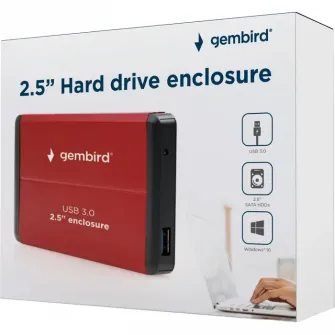 Rack SSD extern Gembird EE2-U3S-2-R, Rosu (EE2-U3S-2-R)
