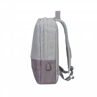 Rucsac pentru Laptop RivaCase Prater, Poliester, Gri/Moca