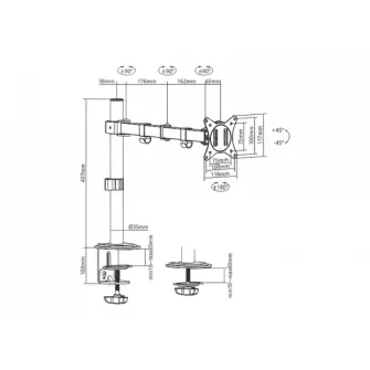 Suport birou pentru monitoare Gembird MA-D1-01, Negru