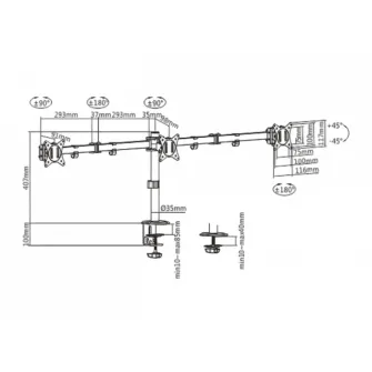 Suport birou pentru monitoare Gembird MA-D3-01, Negru