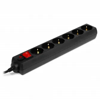 Surge Protector 6 Sockets, 1.8m, Sven Optima, BLACK, Retail color box, flame-retardant