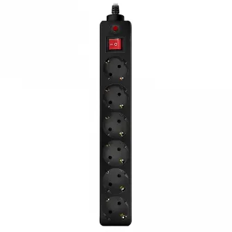 Surge Protector 6 Sockets, 3.0m, Sven Optima, BLACK, Retail color box, flame-retardant
