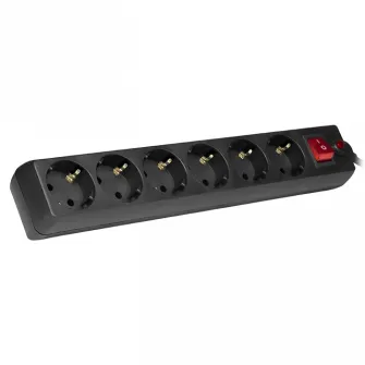 Surge Protector 6 Sockets, 3.0m, Sven Optima, BLACK, Retail color box, flame-retardant