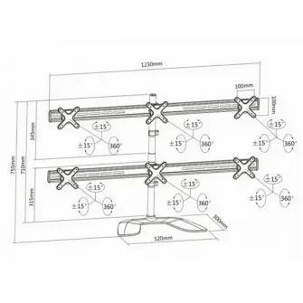 Table/desk stand for 6 monitors Reflecta PLANO DeskStand 23-1010 S, 13''-23\