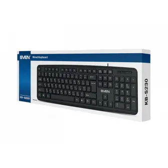 Tastatura SVEN KB-S230, Cu fir, Negru