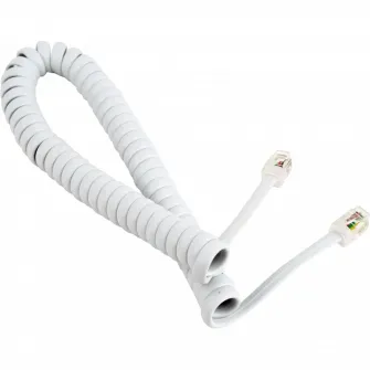 Telephone handset spiral cord, RJ10 (4P4C), 2 m, white, TC4P4CS-2M-W